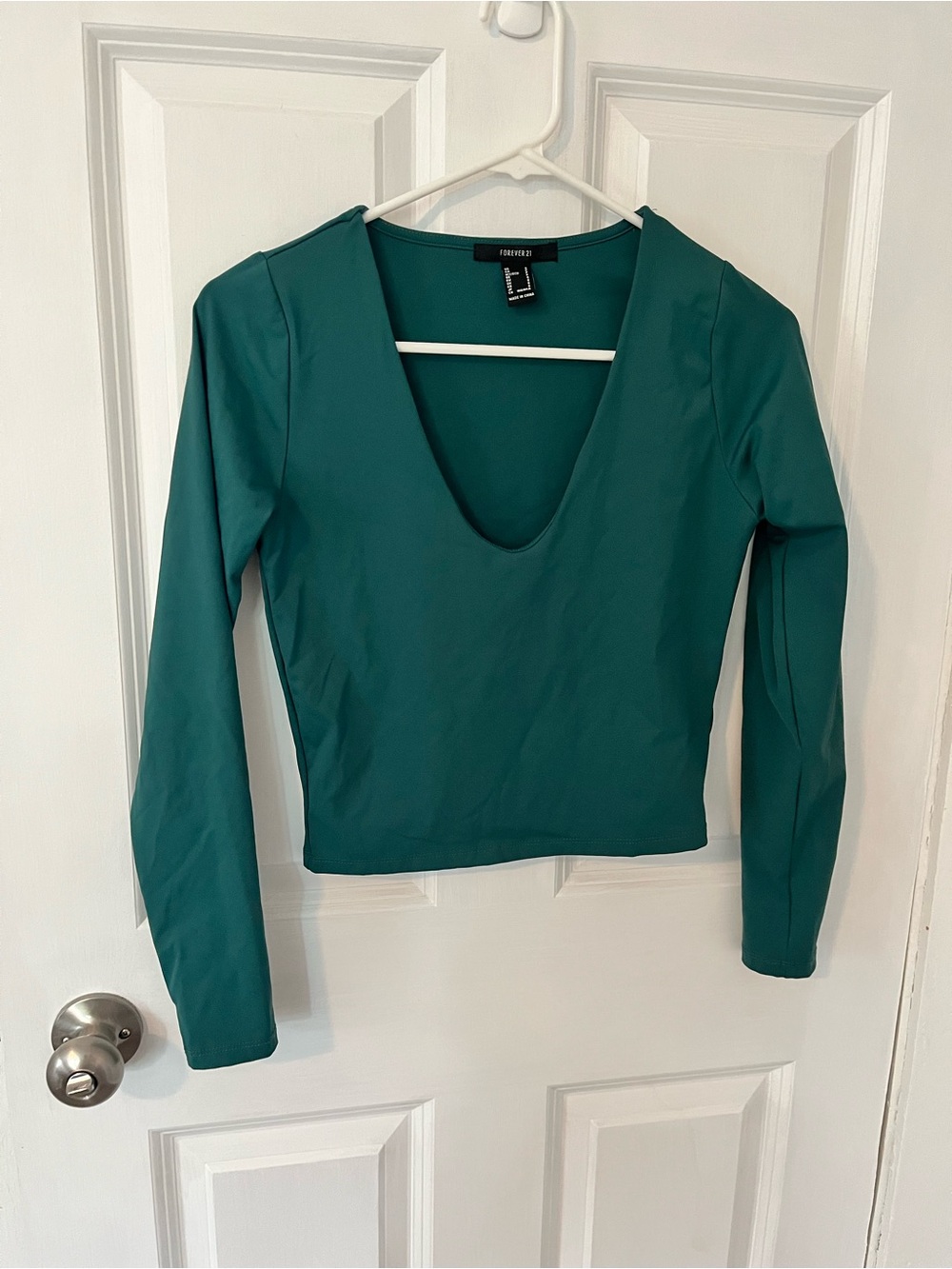 Forever 21 Teal Long Sleeve Scoop Neck Top